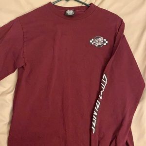 santa cruz burgundy long sleeve tee